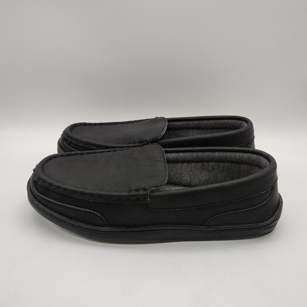 My Pillow My Slippers Women's Black Leather Moccasins Size 9 Gel Memory Foam